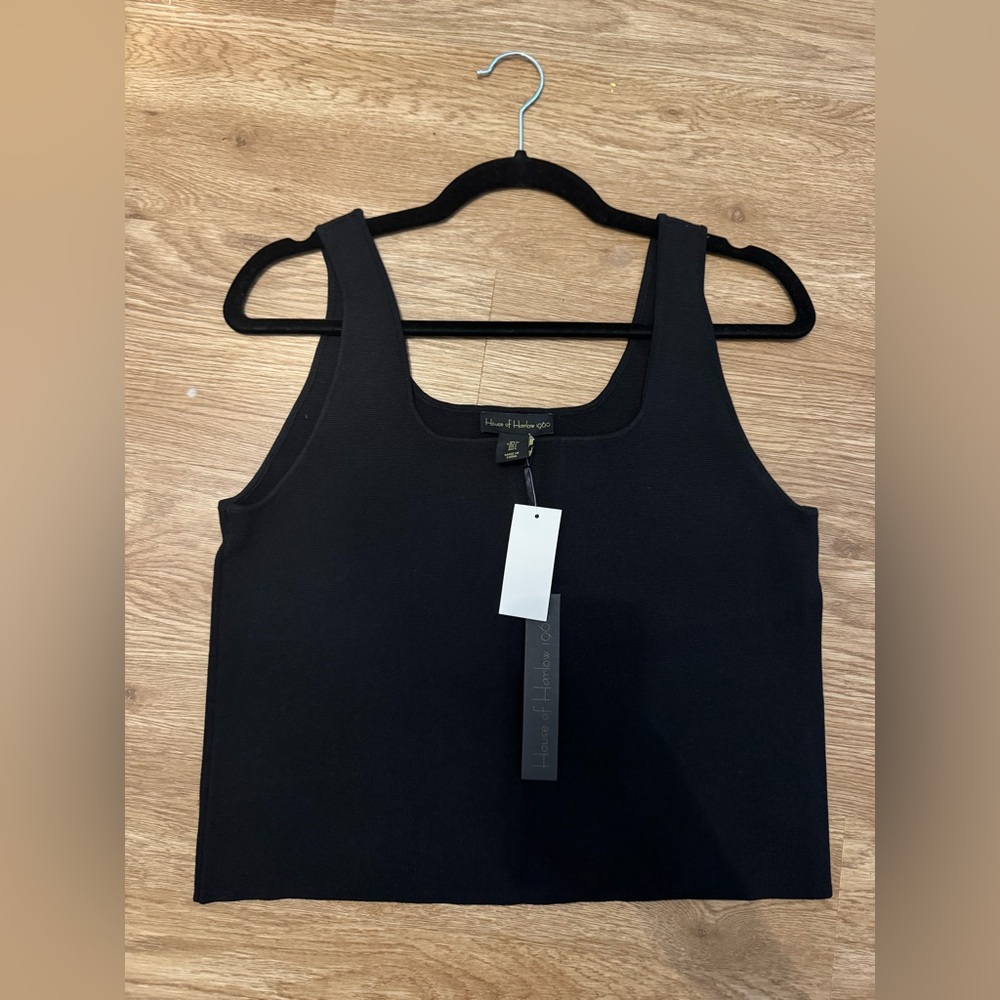 House of Harlow 1960 Black Fitted Crop Tank Top